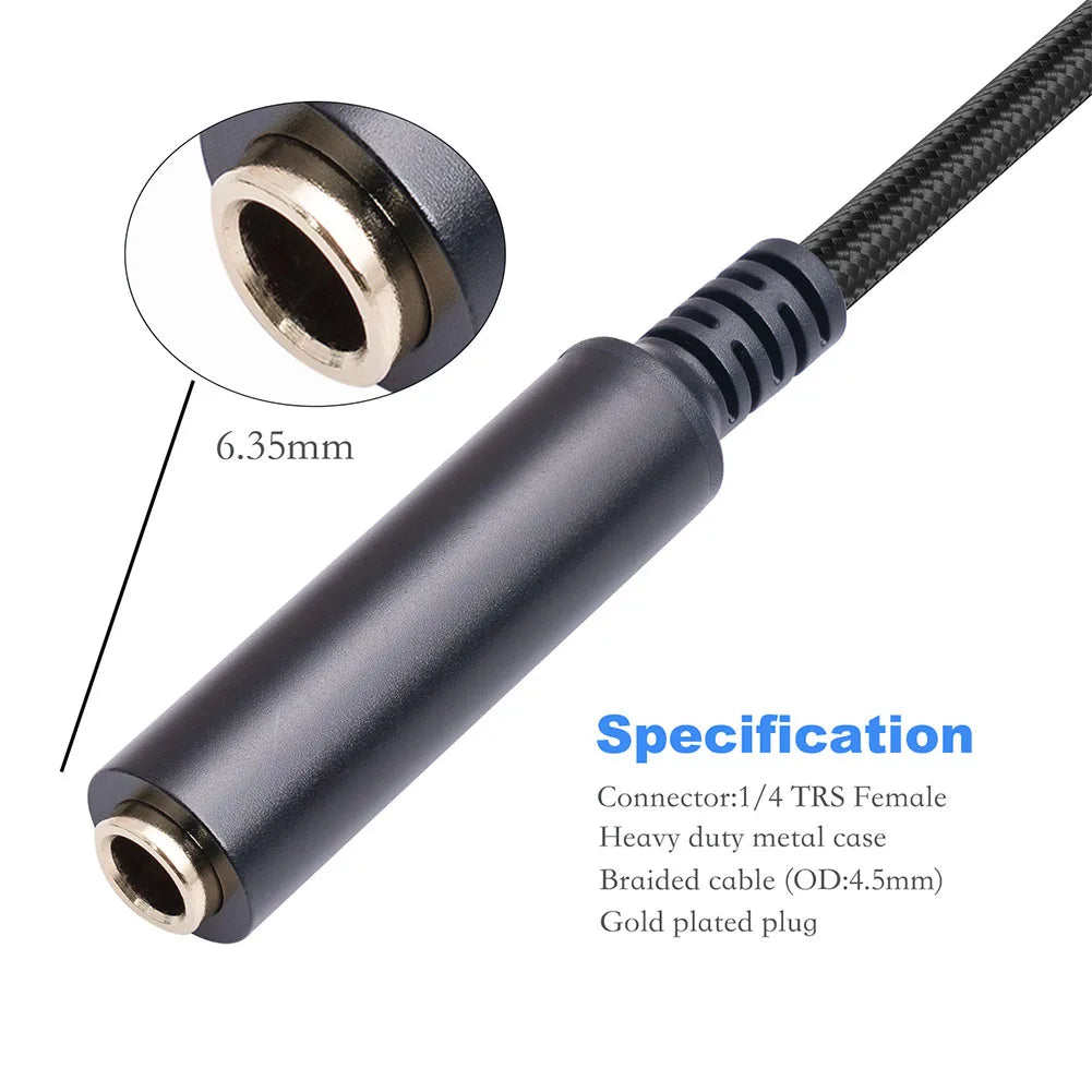 High Grade XLR to 1/4 Inch Female Cable Professional Audio Adapter 3 Pin XLR Female to 1/4 TRS Female Converter Oasis Select