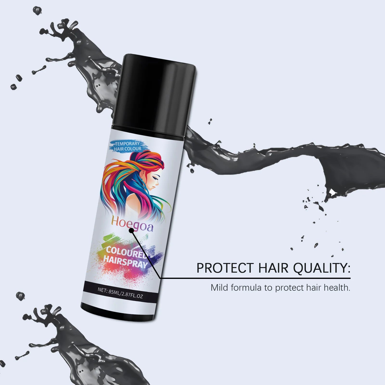 HOEGOA Black Hair Dye Spray – Instant Color & Frizz Control 85ml