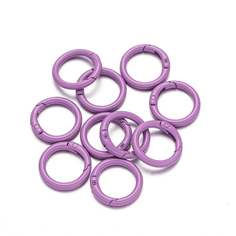 5pcs 20/25/28/33mm Metal O Ring Spring Clasps Round Carabiner Keychain Bag Clips Hook Buckles Connector For DIY Jewelry Making Oasis Select Purple Outer Size 25mm