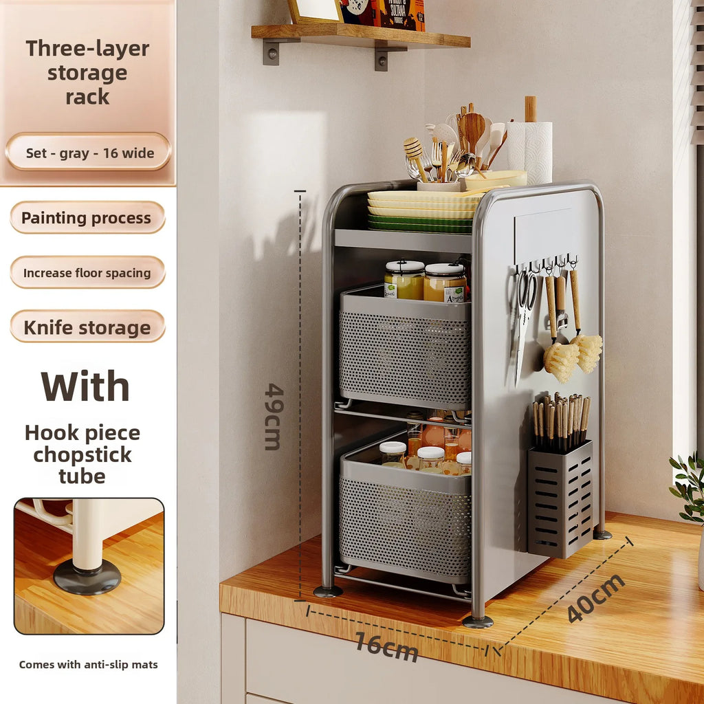 Kitchen Seasoning Rack Narrow Slot Tank Storage Side Magnetic Hanger