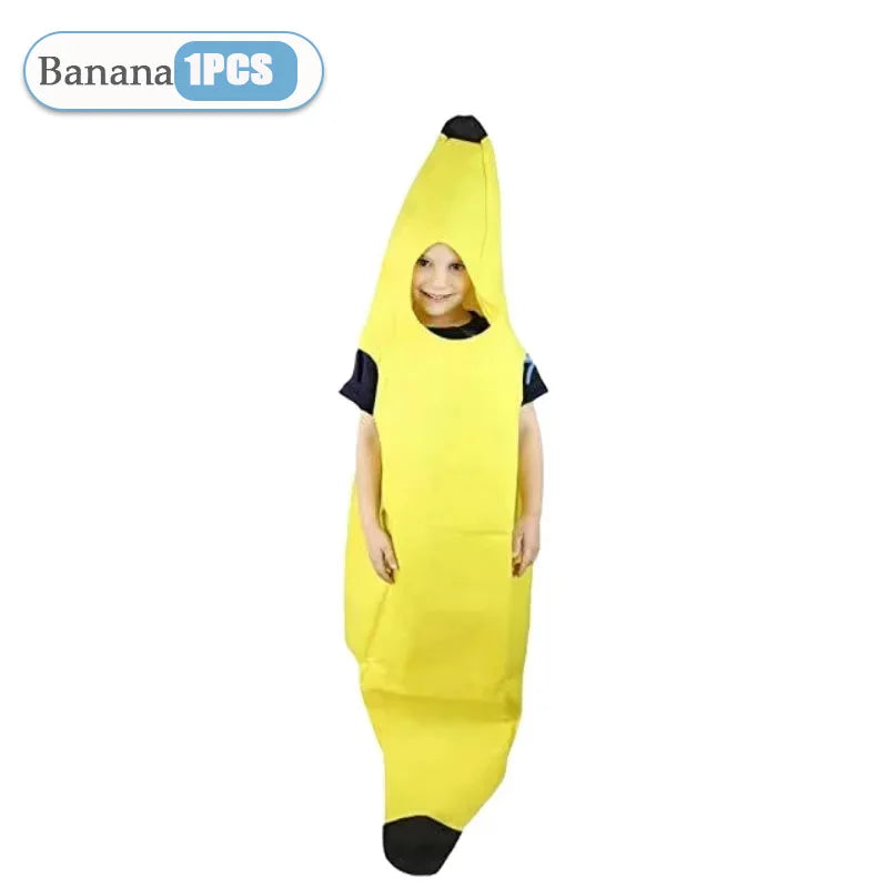 1-10PCS Banana Costume for Adult Kids Halloween Outfit Funny Stage Performance Party Cosplay Fancy Dress Mascot Suit Oasis Select 1PC Kid