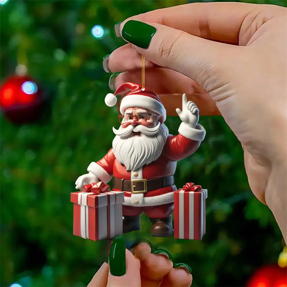 2D Acrylic Cat Christmas Ornament | Funny Xmas Tree Pendant