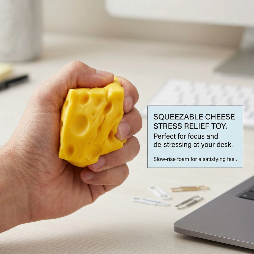 Yellow Cheese Squeeze Toy Relieve Stress Soft Rubber Shapeable Squeeze Anxiety Relief Relaxation Fun Cheese Shape Toy Gifts Oasis Select