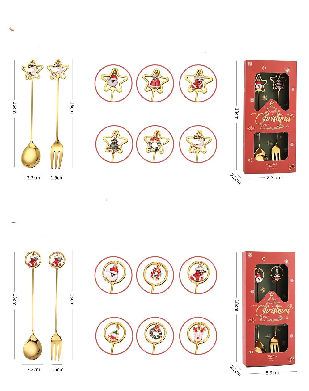 Christmas Spoon Set Santa Doll Cutlery Set Cute Dessert Spoons Holiday Tableware Two Piece Set for Christmas Gift Decoration Oasis Select