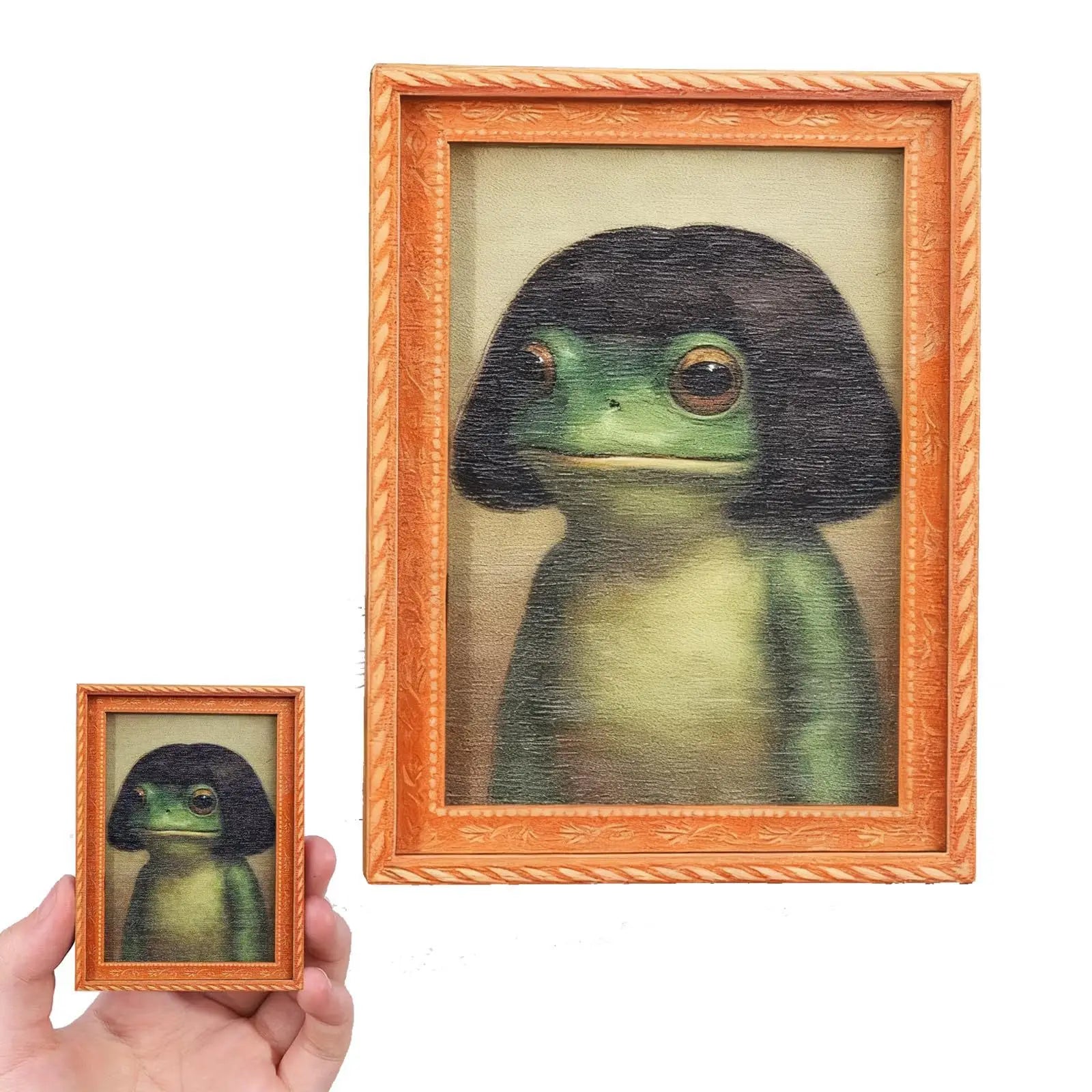 Wooden Frog Fridge Magnet Photo Frame | Funny Quirky Decor