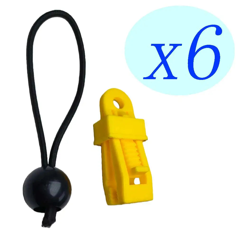 6pcs Tent Claws with Bungee Cord Balls Windproof Securing Alligator Clip Set for Tarps Canopy Sun Shade Beach Outdoor Camping Oasis Select yellow 6pcs ball