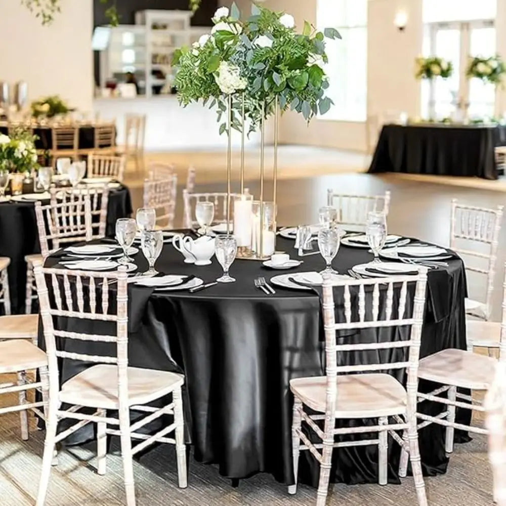 Round Satin Tablecloth | Imitation Silk Banquet Table Cover Satin Tablecloth Oasis Select