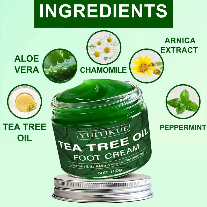 YUITIKUE Tea Tree Oil Foot Cream – Vitamin E & Aloe 100g
