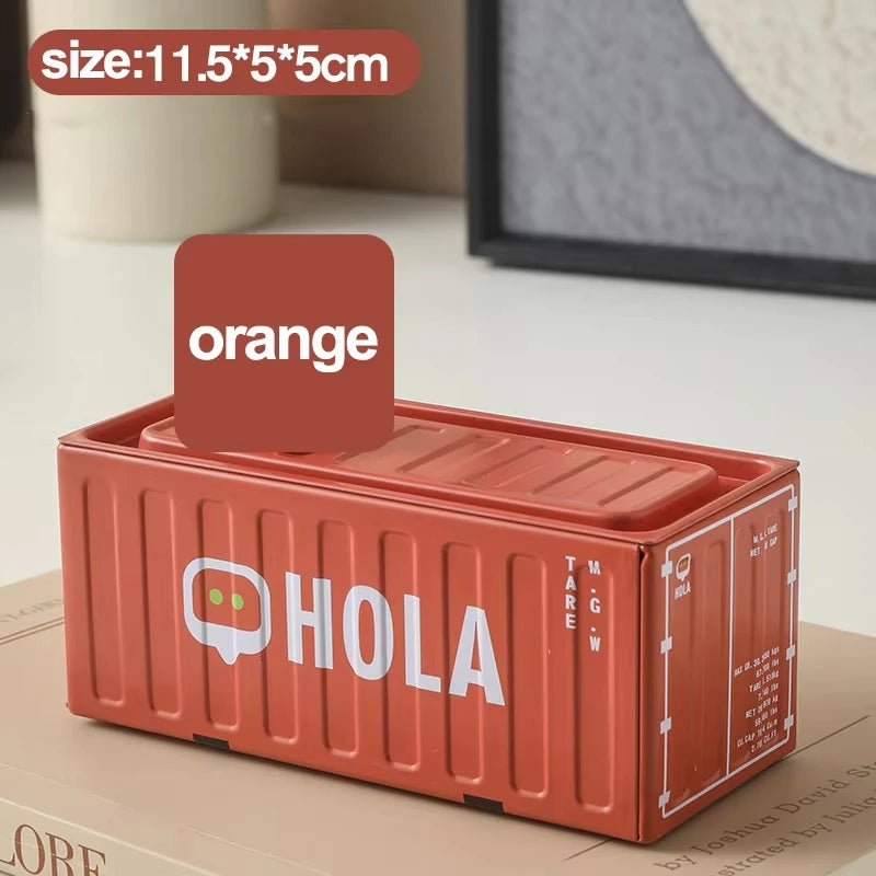 Iron Storage Box Retro Industrial Style Metal Miniature Container Model Decorative Storage Box Creative Model Display Piece Oasis Select Orange