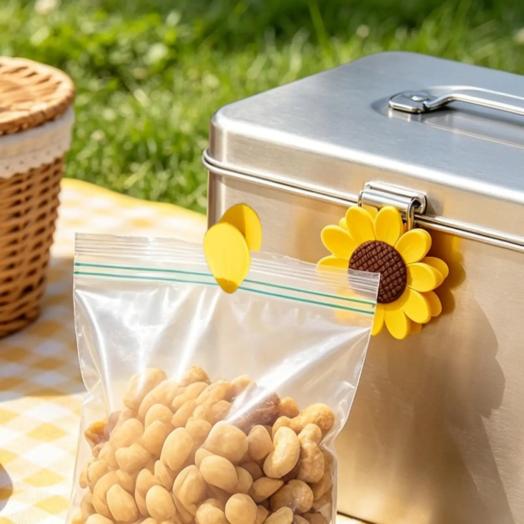 Cute Chip Clips Airtight Reusable Decorative Sunflower 10 Pieces Food Bag Sealing Clips for Snacks Pasta Bread Cereal Seasoning Oasis Select
