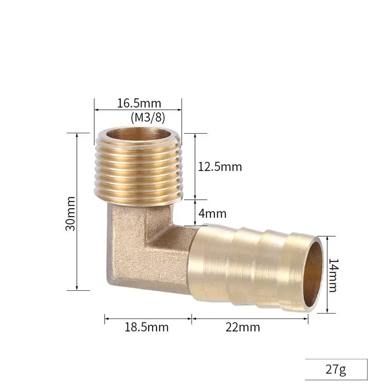 Brass Hose Fitting 4mm-19mm Barb Tail 1/8" 1/4" 1/2" 3/8" BSP Female Thread Copper Connector Joint Coupler Adapter Oasis Select 3cent male 14MM