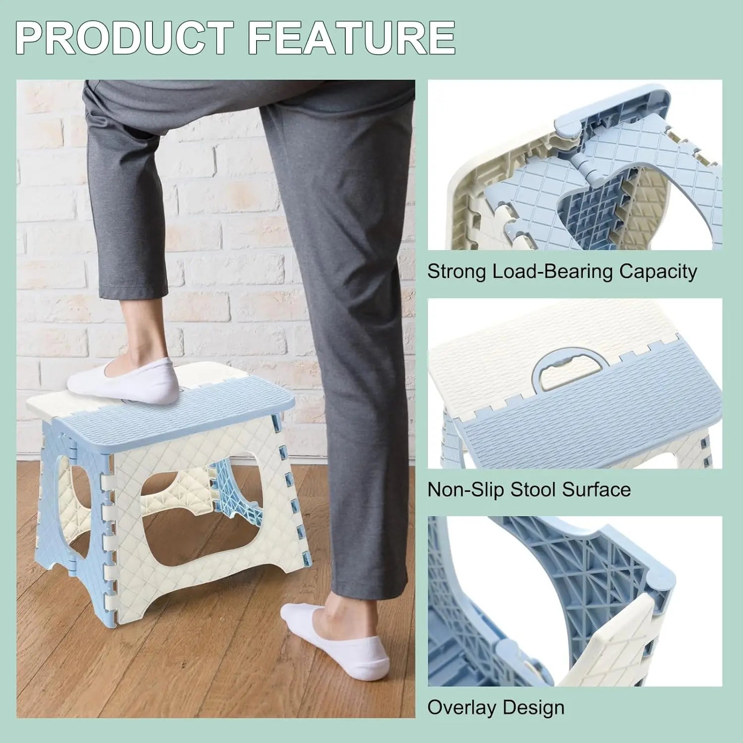 Foldable Step Stool – 300 lb Capacity, Anti-Slip Treads & Reinforced Plastic for Kitchen, Bathroom & Home Oasis Select