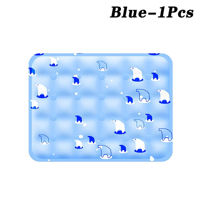 Summer Pet Cooling Mat for Dogs Cats Ice Silk Bed Pad Chill Sleeping Mat Reusable Non Toxic Non Slip for Pets Oasis Select Blue-1Pcs 40x30cm