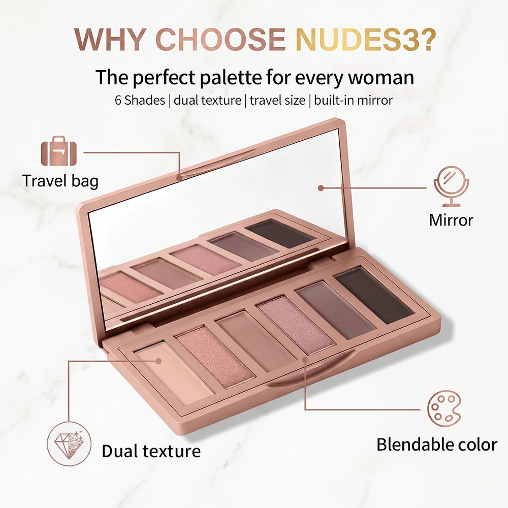 Mini Soft Pink Eyeshadow Palette Long Lasting All-Day Wear Brighten Eyes Matte & Shimmer Shadow Smooth Texture Eyeshadow Palette Oasis Select