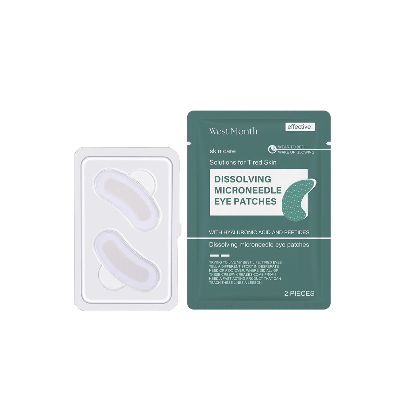 0.25mm Hyaluronic Acid Dissolving Microneedle Eye Patches Hydrogel Eye Mask for Wrinkles Dark Circles Puffiness Anti-Aging Oasis Select 2pieces