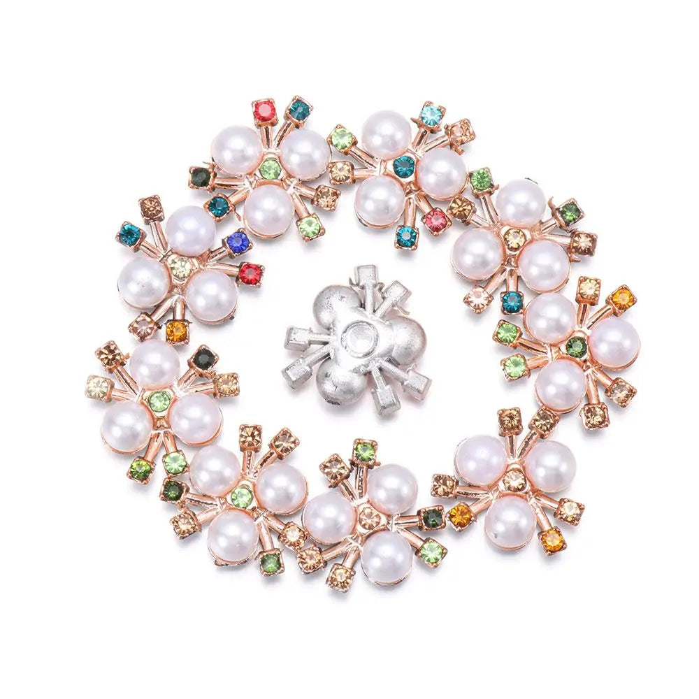 Vintage Buttons Clothing Flatback Plating Pearl Buckle Rhinestone