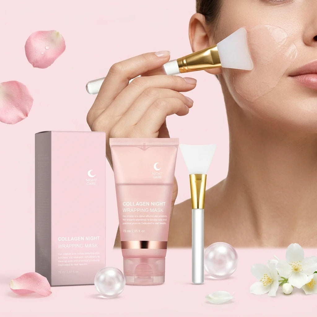 Collagen Peel-Off Facial Mask Deep Moisturizing Hydrating Reduce Skin Sagging Improve Dullness Night Wrapping Mask Skincare Set Oasis Select