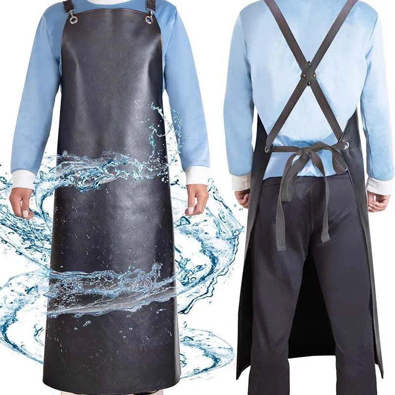Beef Tendon Oil-proof Waterproof Heavy-duty Butcher Apron Kitchen Apron Vest Labor Insurance Aquatic Work Clothes Unisex Oasis Select Black