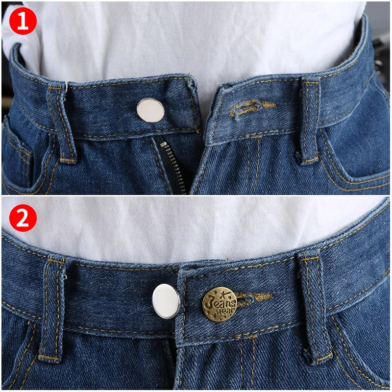 5/10pcs Metal Button Extender Perfect To Any Jeans Pants Free Sewing Retractable Jeans Waist Button Extended Buckles Fixing Kit Oasis Select