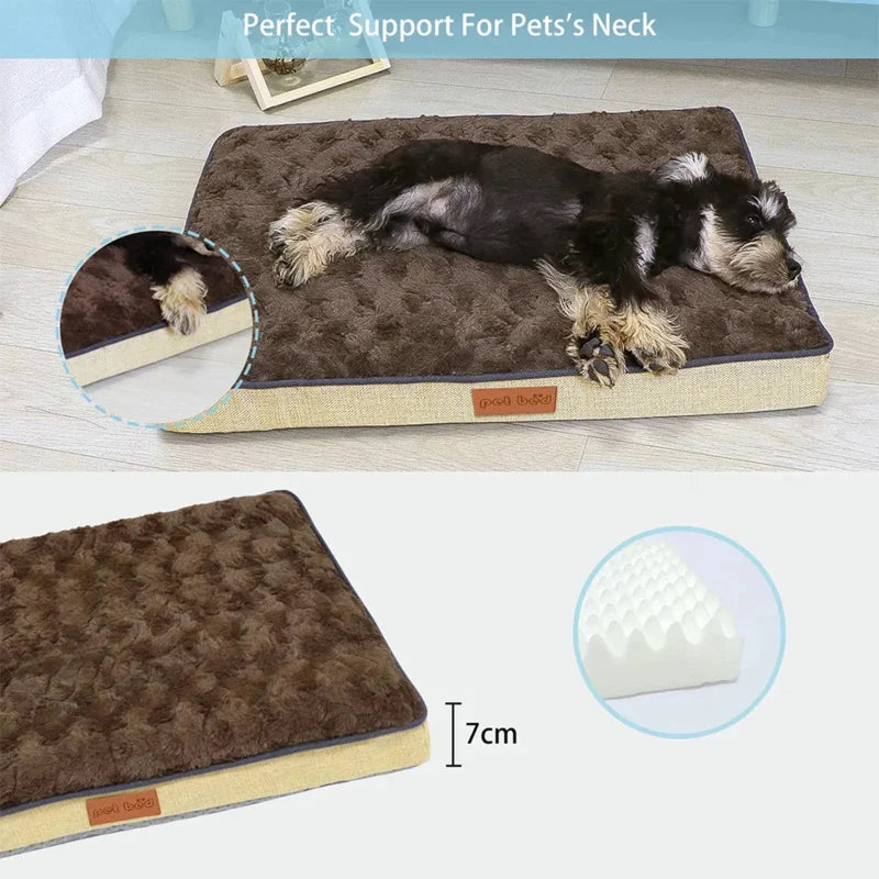 Dog Bed Memory Foam Pet Bed With Removable Washable Faux Fur Cover Orthopedic Waterproof Dog Bed For Crate Anti-Slip Bottom Oasis Select