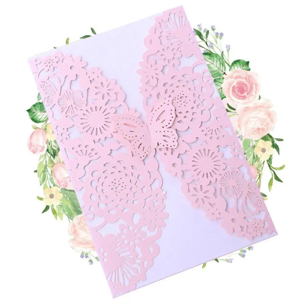 50pcs Laser Cut Hollow Floral Wedding Invitation Cards