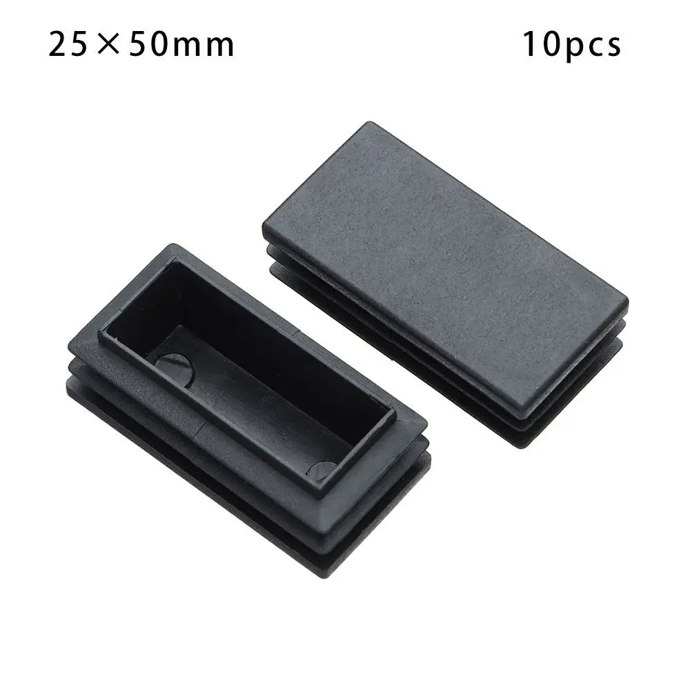 10Pcs Plastic Black Chair Feet Tube Cap Furniture Non-slip Foot Protective Pad Steel Rectangular Tube Plug Dust-Proof Foot Cover Oasis Select 25 50mm