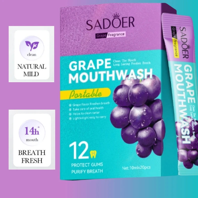 SADOER Grape Mouthwash 20 x 10ml – Fresh Breath Pods Mouthwash Pods Oasis Select