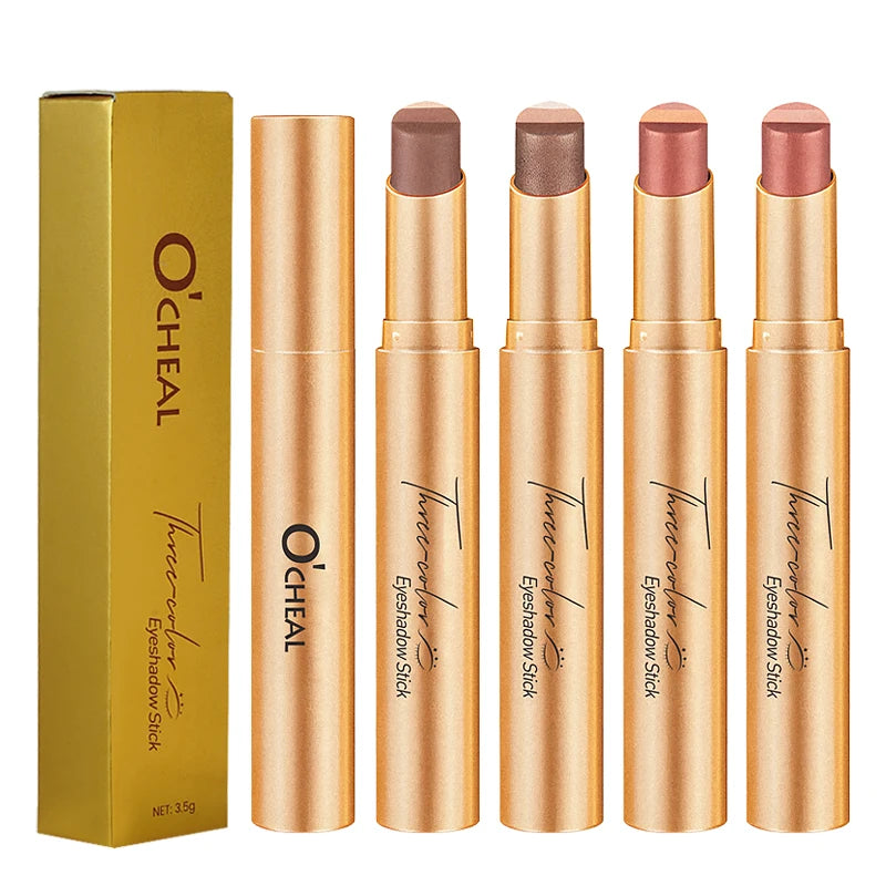 O'CHEAL 3-Color Gradient Glitter Eye Shadow Stick – Waterproof Eye Shadow Stick Oasis Select 4Pcs 3.5g