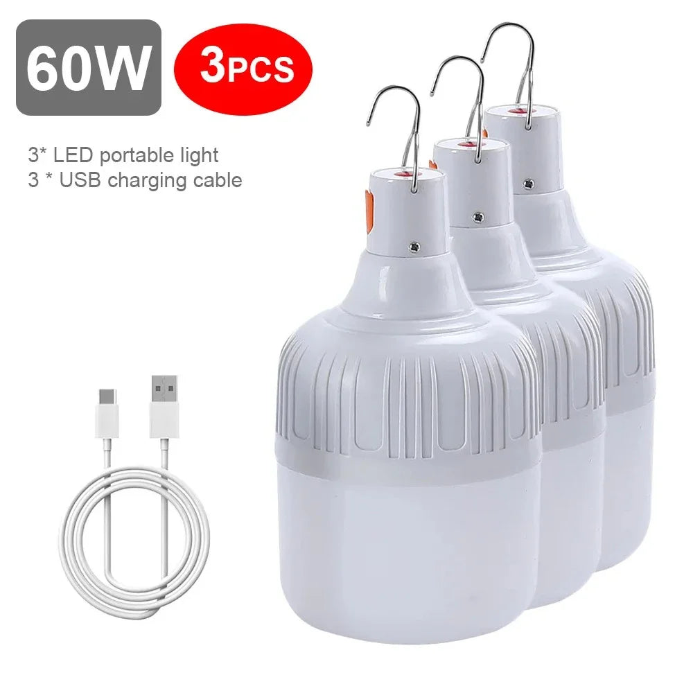 ESMARTER 60W/80W USB Rechargeable LED Camping Lantern & Hook