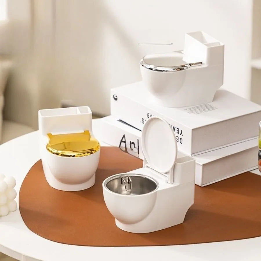 Creative Ashtray Toilet Shaped with Lid Bathroom Wall Mounted Detachable Ashtray Anti Drop Thick Desktop Ashtray Storage Box ﻿ Oasis Select