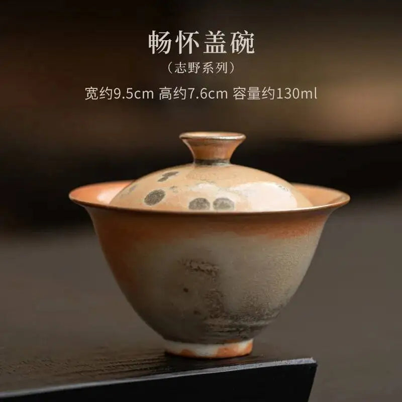 Japanese Handmade Kiln Change Ceramic Ercai Gaiwan Single Small Tea Bowl Tea Cup Oasis Select Enjoy the Gaiwan