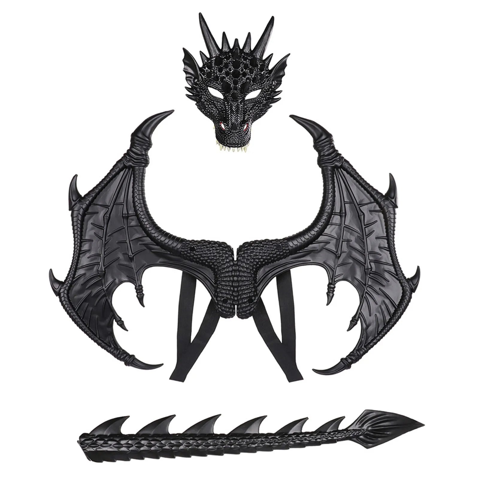 Dragon Costume Set – Mask, Wings & Tail for Kids & Adults Dragon Costume Set Oasis Select Black One Size