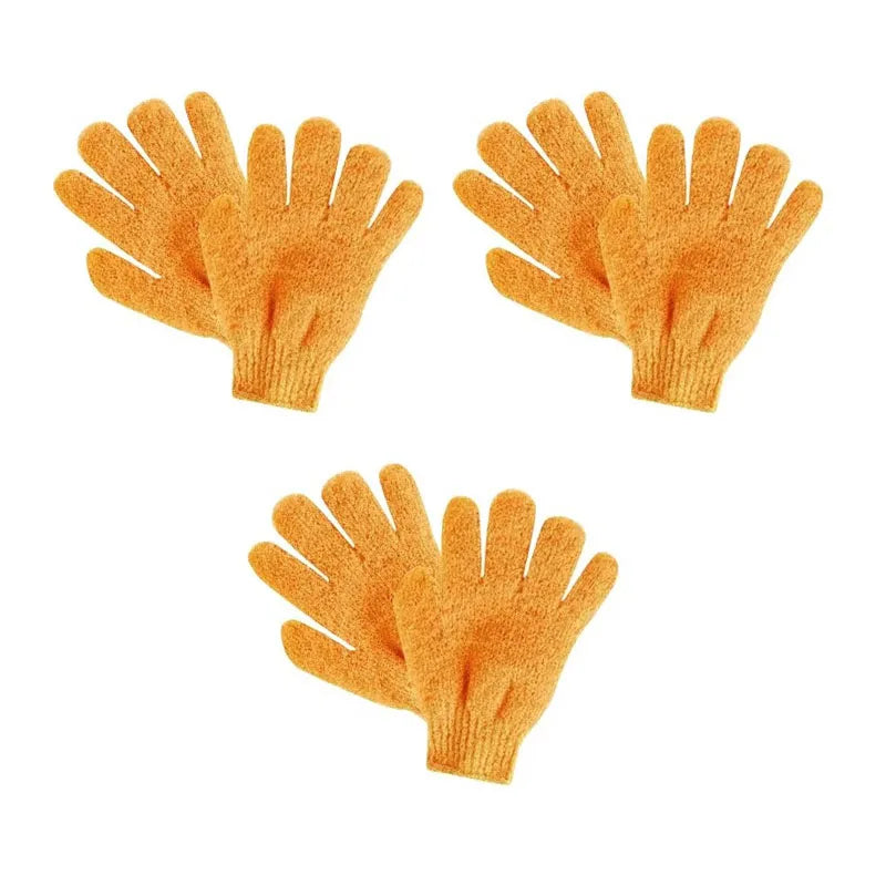 1/2/3pairs Five Fingers Bath Gloves Peeling Exfoliating Household Shower Towel Scrub Body Wash Elastic Wipe Body Cleaning Tools Oasis Select 3pairs orange