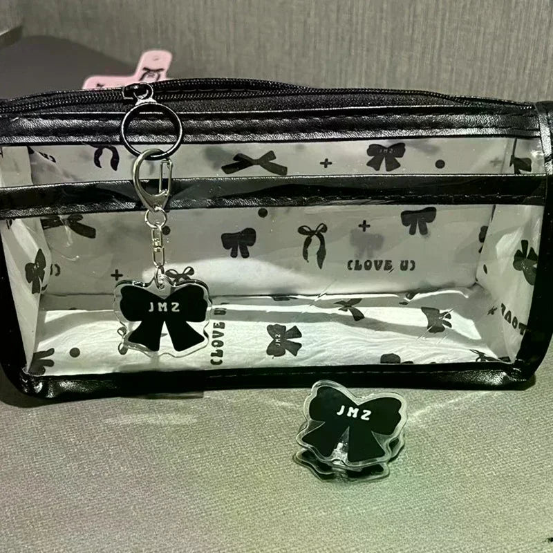 Cartoon Translucent Pencil Case Multi-layer Vertical Large-capacity Stationery Storage Bag School Supply Cosmetic Bag Oasis Select