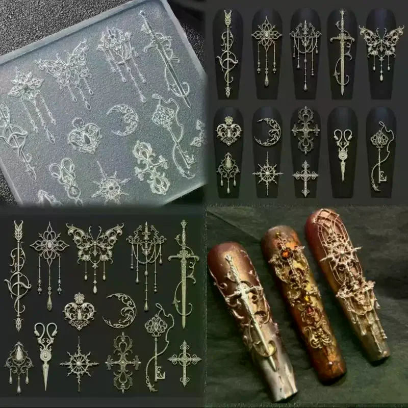 3D Silicone Nail Art Mold – Retro Floral & Bow Design