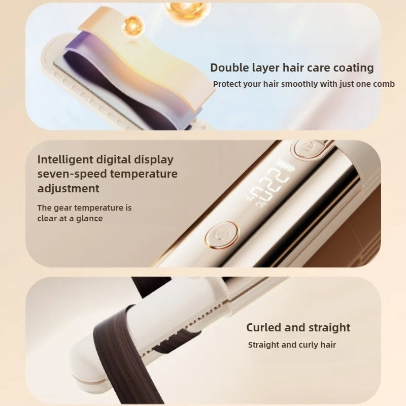 URGGU Wireless Mini Hair Straightener & Curler USB Charged