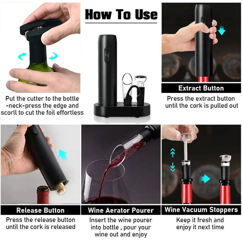 Electric Wine Opener – Rechargeable Automatic Corkscrew Set