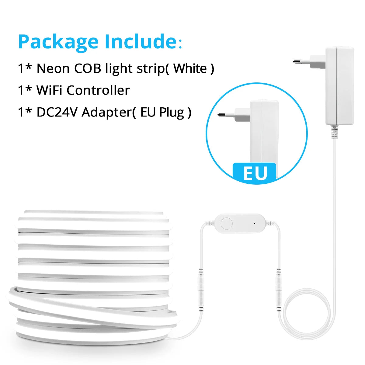 24V WIFI Tuya Smart Life APP Control Dimming Lamp,High Quality Silicone LED Strip 280LEDs/m Brighter Than Other Neon Light Strip Oasis Select White EU Plug 10m