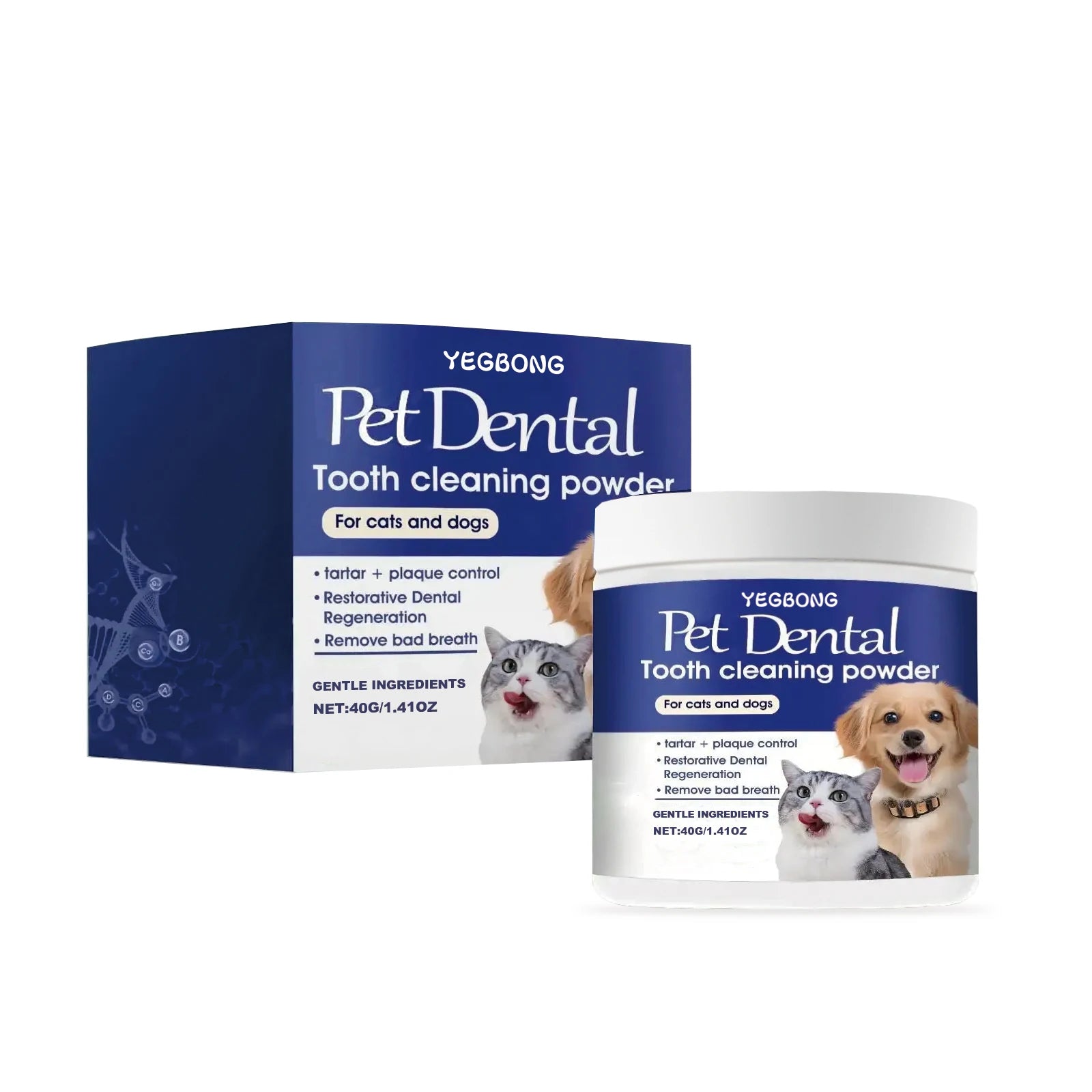 Pet Teeth Cleaning Powder for Dog and Cat Teeth Cleansing Remove Tartar Odor Reduce Bad Breath Keep Fresh Pet Dental Care 40g Oasis Select