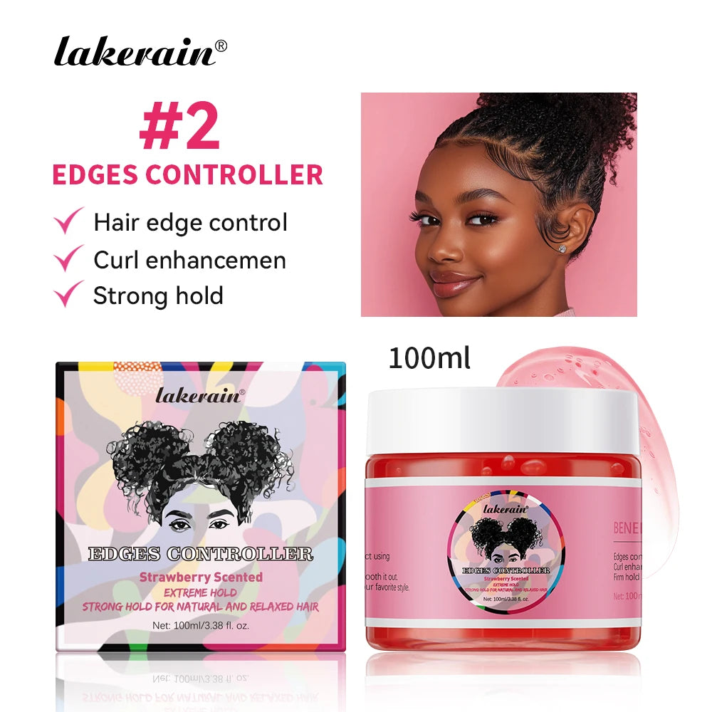 Lakerain Strong Styling Hair Gel Long Lasting Control Edge Gel Smoothes Nourishes Hair Curl Enhancement Strong Hold Hair Gel Oasis Select 01 BLACK