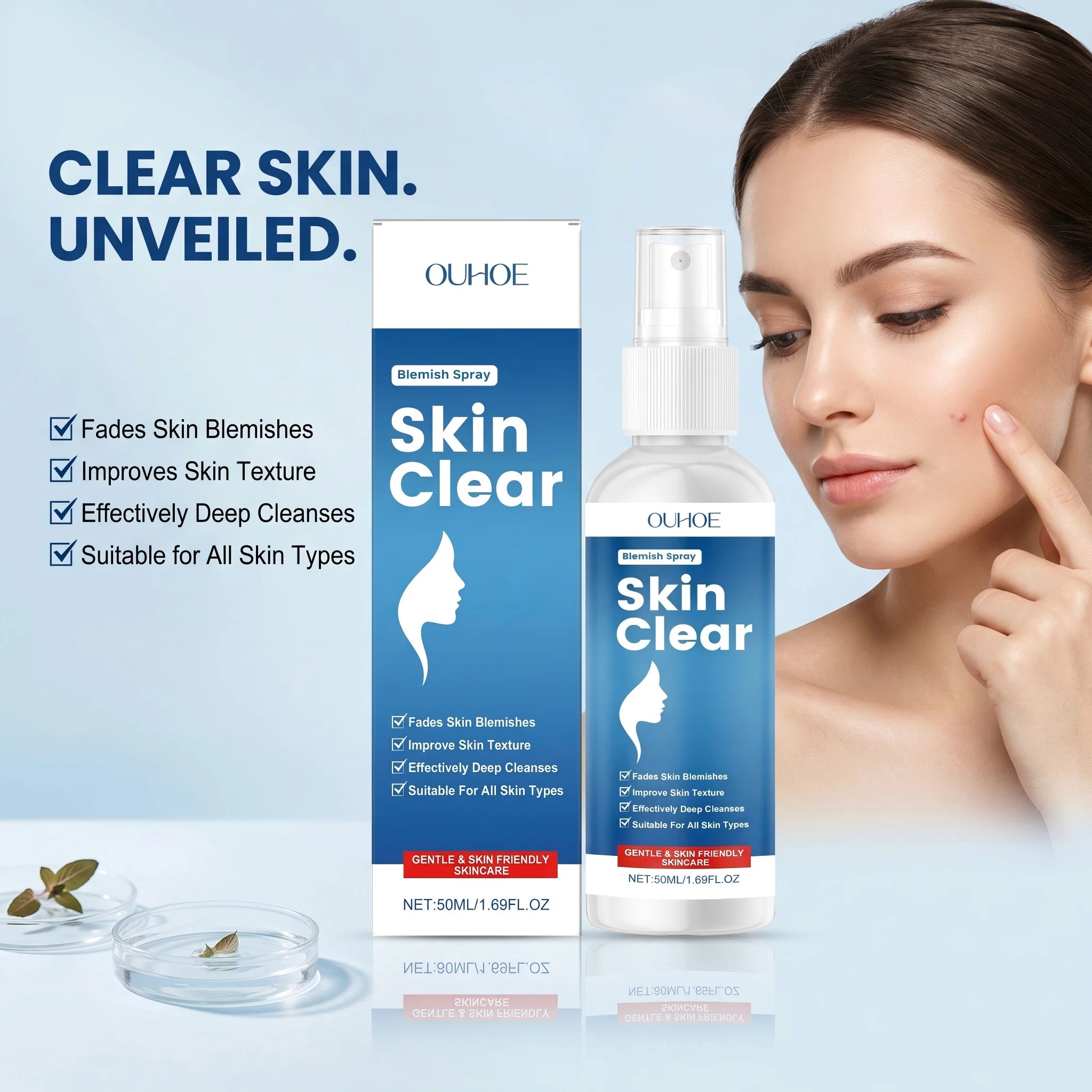 Blemish Spray Fade Acne Spots Improves Rough Skin Skin Clear Spray Gentle & Non-irritating Moisturizing Nourishing Skin Care Oasis Select