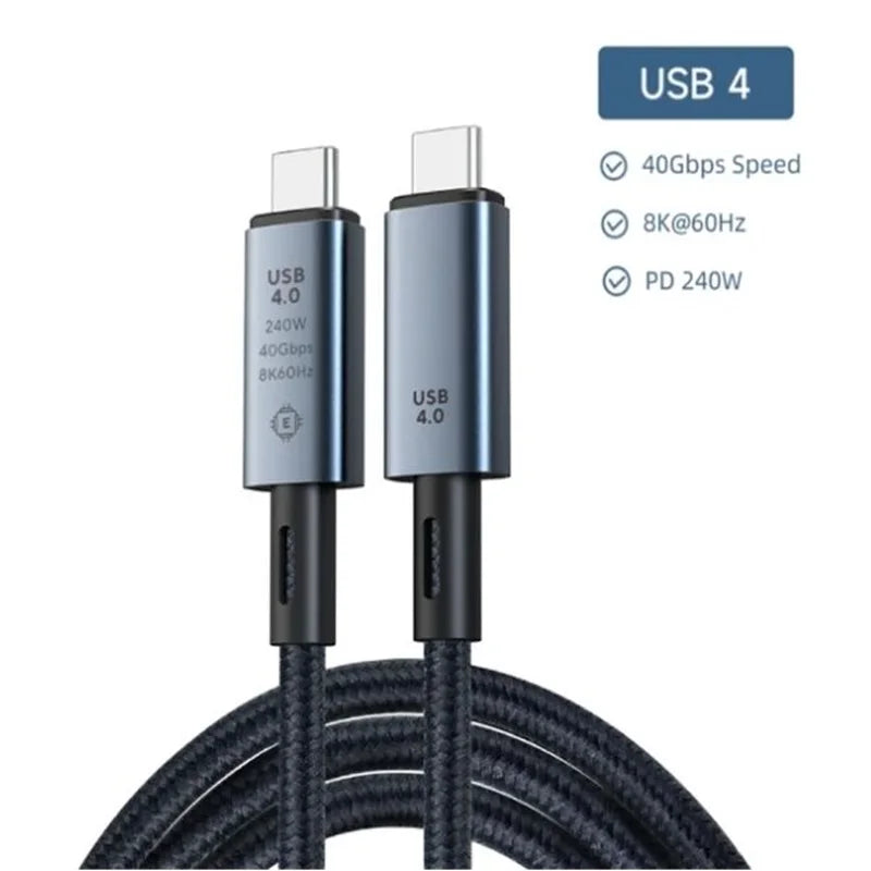 PD 240W Type C to Type C Cable Charging Cable USB4.0 40Gbps 8K@60Hz USB C Cable for PS5 Nintendo Switch Galaxy S22 MacBook Pro Oasis Select USB4.0 1m