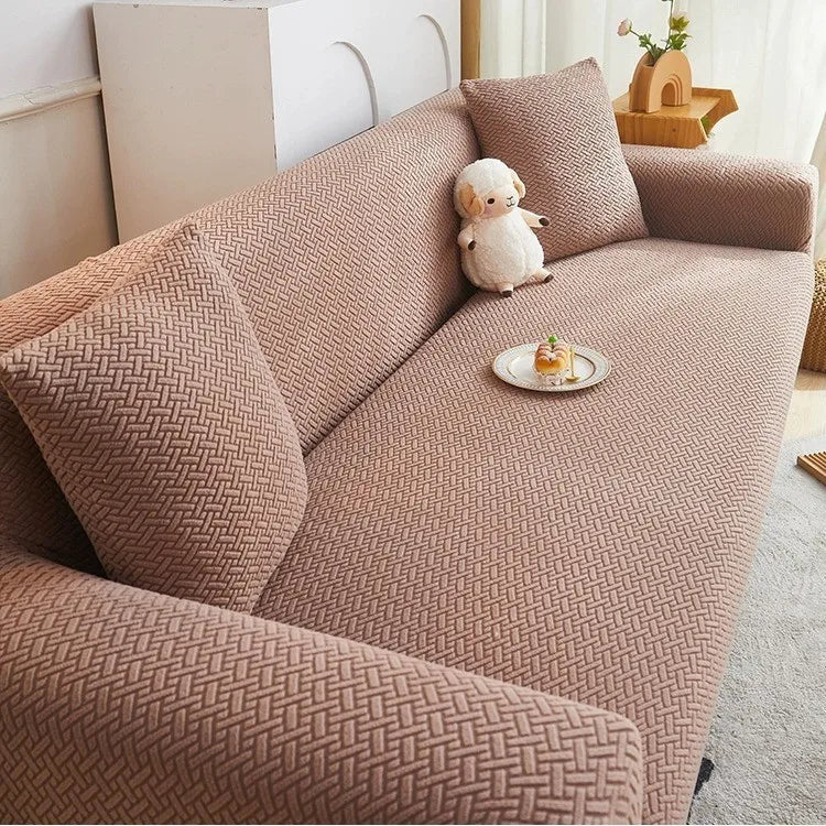 New Multi-functional Sofa Cover All-inclusive Universal Anti-cat Scratch Elastic One-piece Sofa Cover Sofa Covers Oasis Select 4 people 235-300cm brown