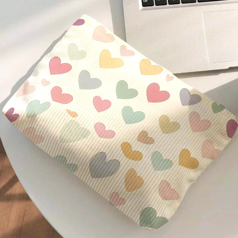 Portable Velvet Makeup Bag with A Colorful Heart-Patterned, Providing Women with Ample Space for Holding Toiletries Cosmetic Bag Oasis Select
