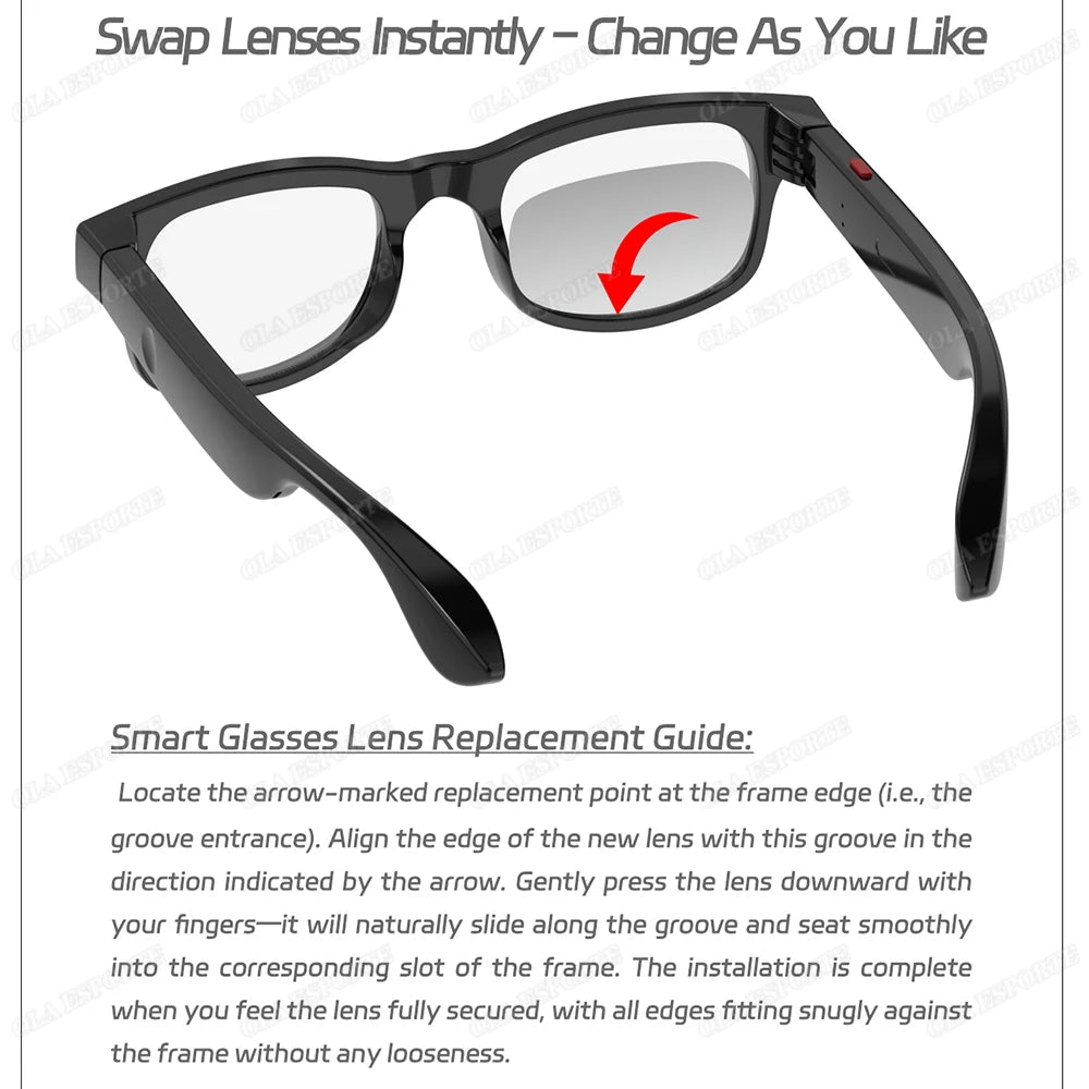 Smart Glasses AI Voice Assistant Bluetooth 5.3 & HD Camera