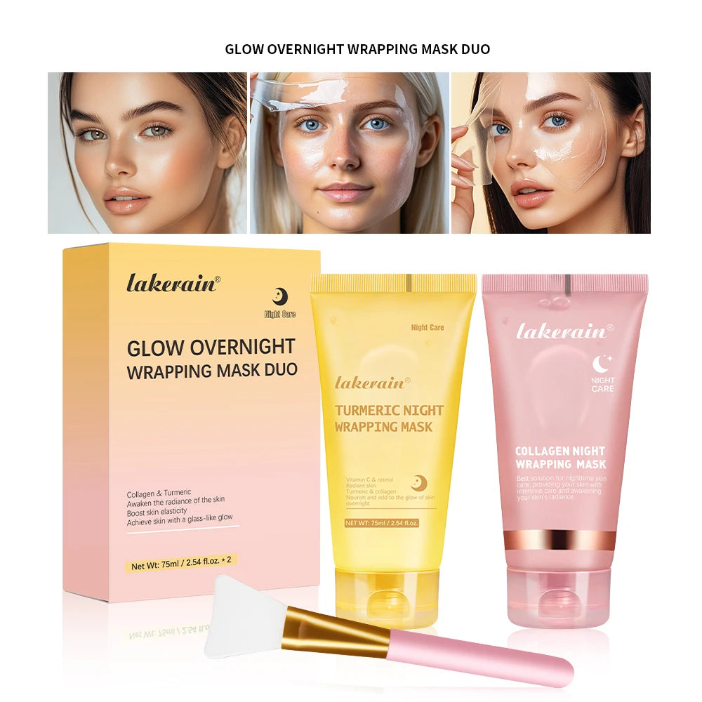 Korean Skin Care Deep Collagen Mask Peel Off Mask Face Anti Wrinkle Lifting Bio Masks Night Wrapping Woman Overnight Skin Oasis Select Collagen turmeric
