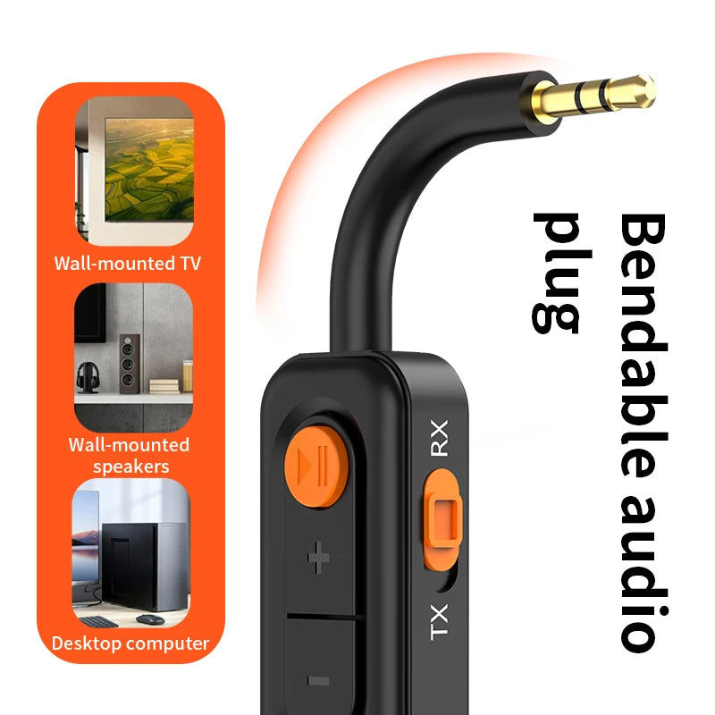 Bluetooth 5.4 Audio Adapter Receiver Transmitter 3.5mm AUX Wireless Audio Adapter HIFI Music With HD MIC For TV Car Headphones Oasis Select