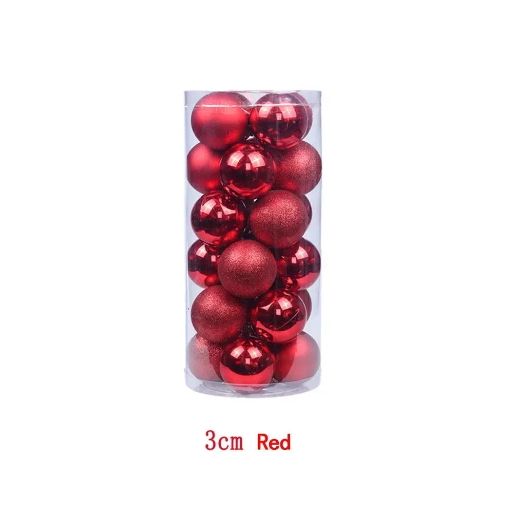 3cm Christmas Tree 24pcs Ball Baubles Plastic Props Xmas Birthday Decorations Glitter Hanging Holiday Matte Ornaments Wedding Oasis Select Red China Mainland