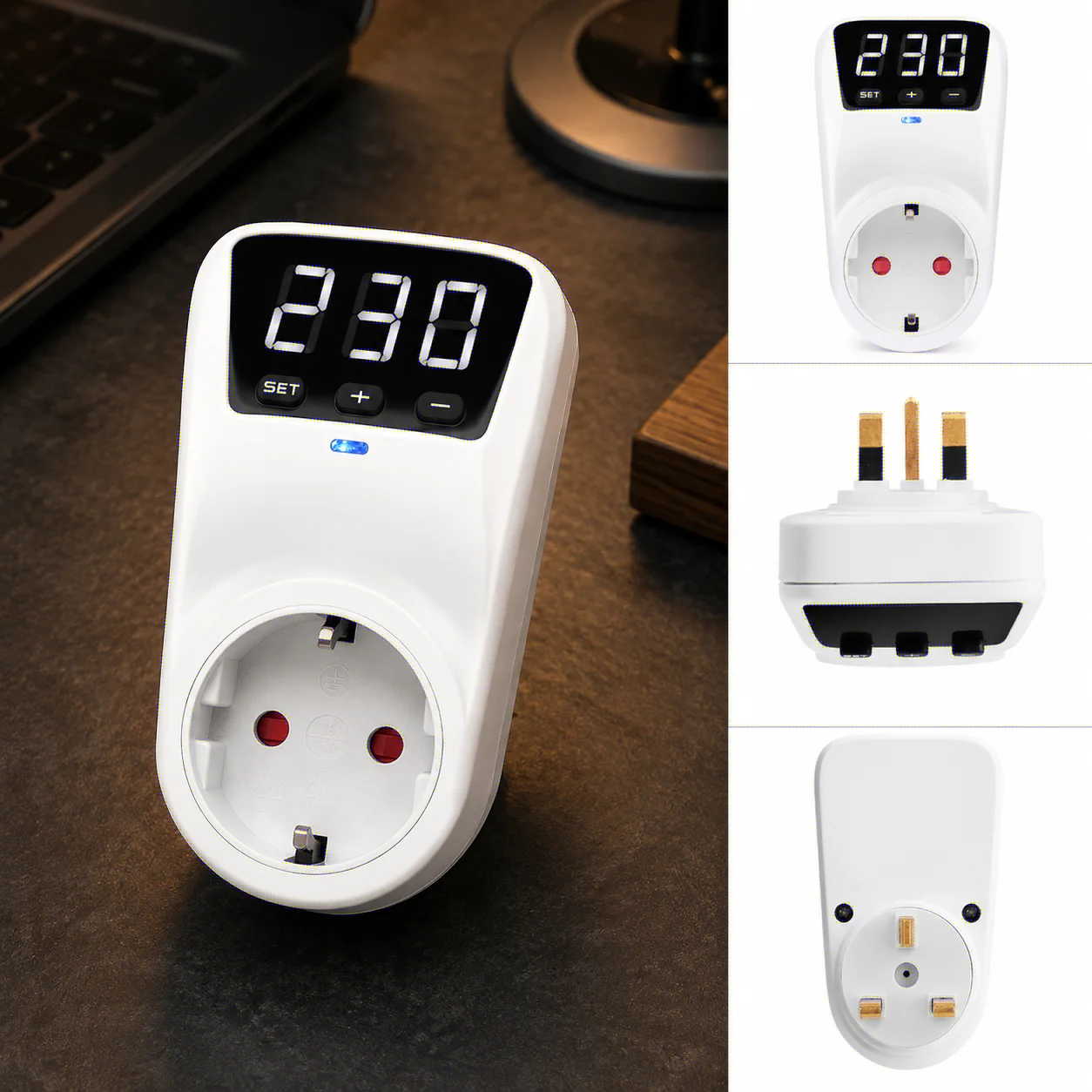 16A 230V EU Standard Automatic Adjustable Voltage Safeguard Socket with Surge Protection for Home Devices Oasis Select