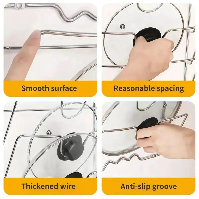 5-Layer Stainless Steel Wall Pot Lid & Kitchen Organizer Rack Kitchen Organizer Rack Oasis Select